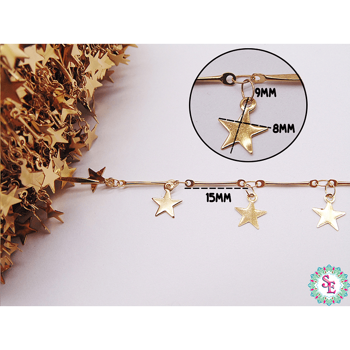 ACERO DORADO CADENA ESTRELLA PALO SEPARADOR  2