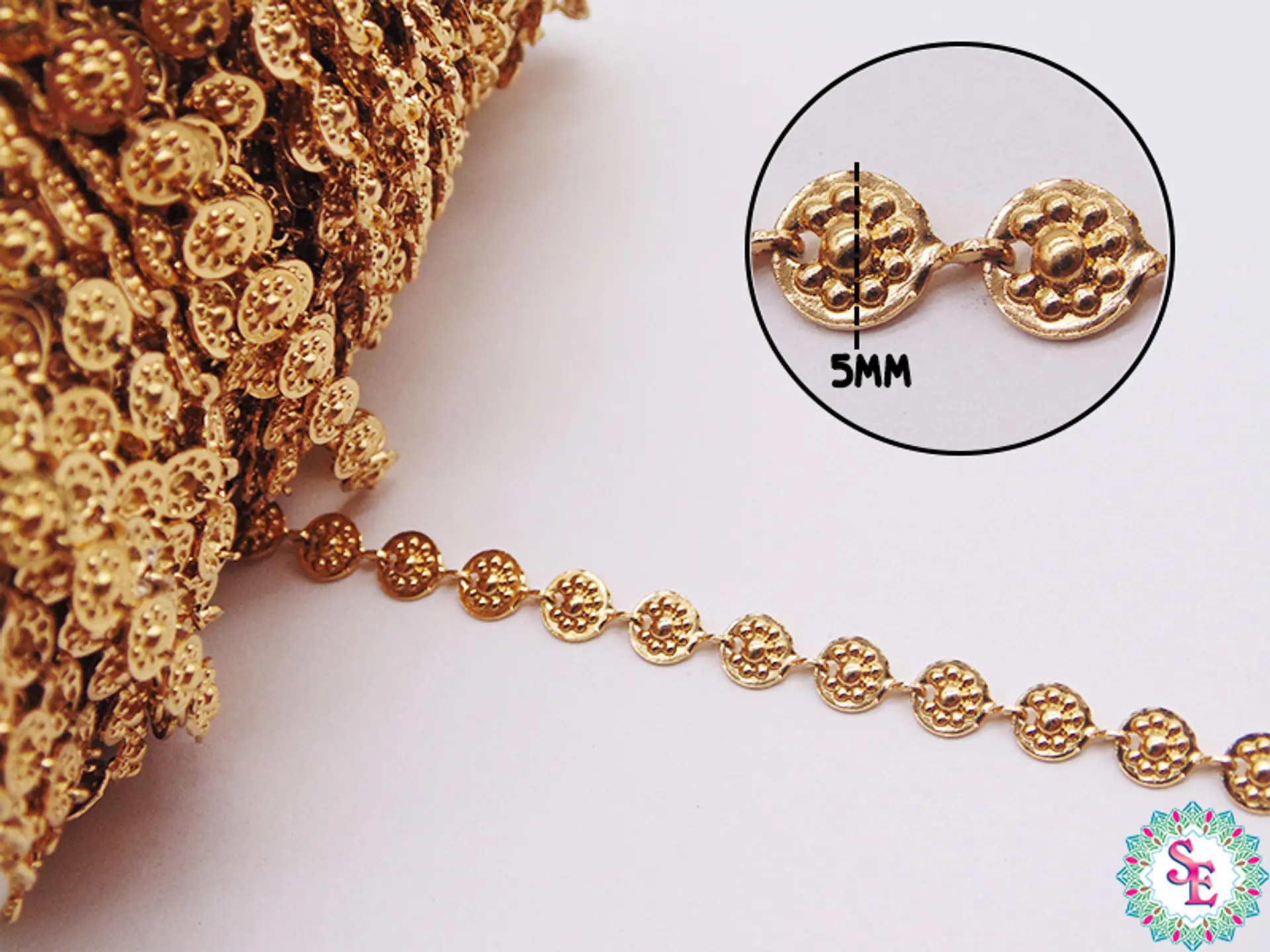 ACERO DORADO CADENA SEPARADOR ROSITA 5MM 2