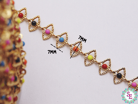 ACERO DORADO CADENA OVALO CENTRO MIX 7MM