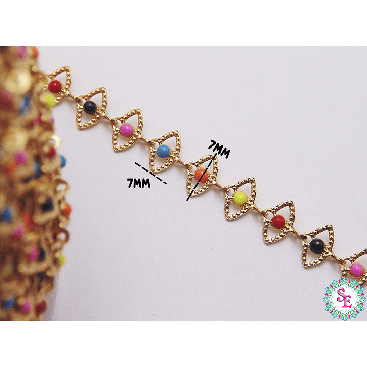 ACERO DORADO CADENA OVALO CENTRO MIX 7MM 2