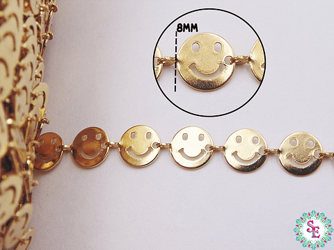 ACERO DORADO CADENA CARITA FELIZ 8MM 