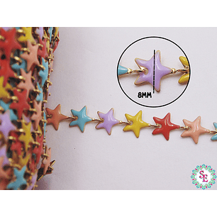 ACERO DORADO CADENA ESTRELLA PINTADA MIX PASTEL 8MM