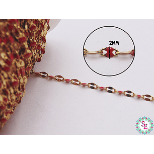 ACERO DORADO CADENA PLANA ESLABON RESINA ROJO 2.30MM  