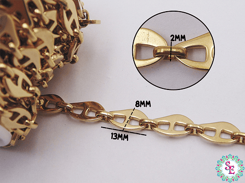 ACERO DORADO CADENA PLANA GRUESA 13*8MM # 115