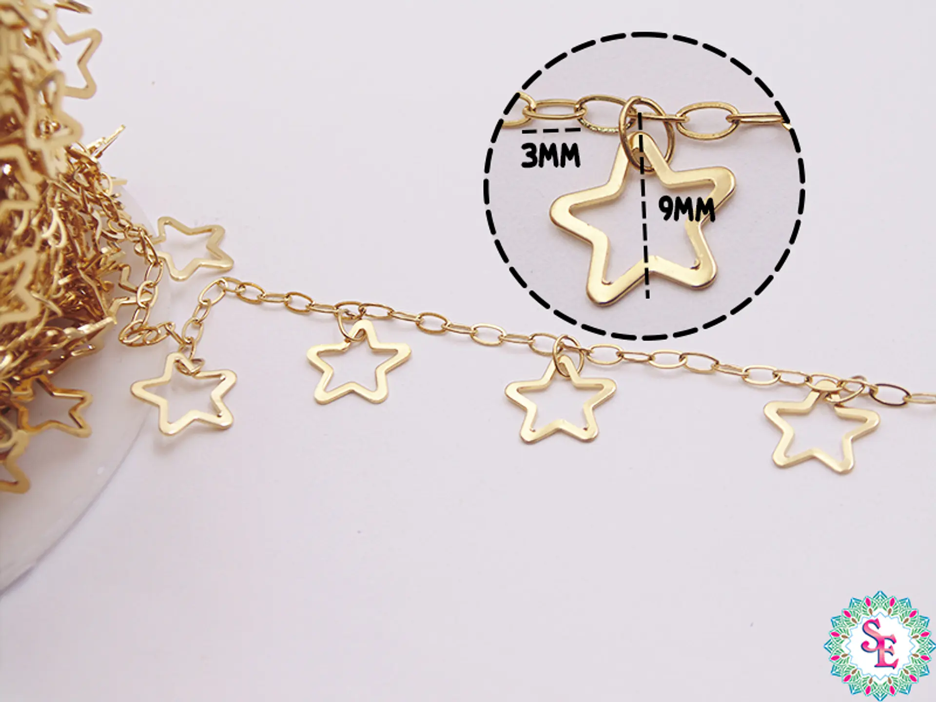 ACERO DORADO CADENA DIJE ESTRELLA SILUETA 1