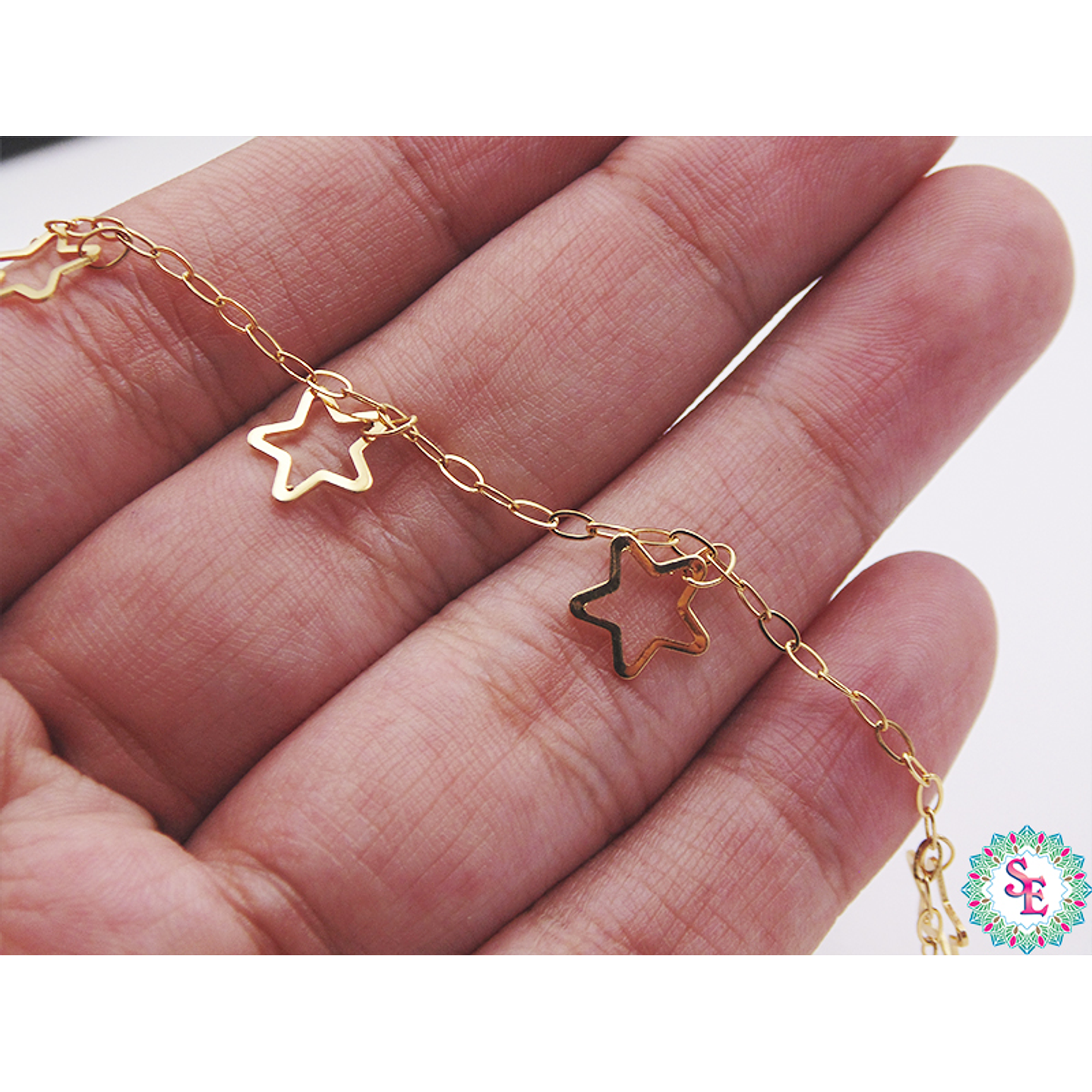 ACERO DORADO CADENA DIJE ESTRELLA SILUETA 2