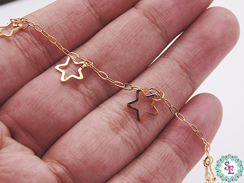 ACERO DORADO CADENA DIJE ESTRELLA SILUETA