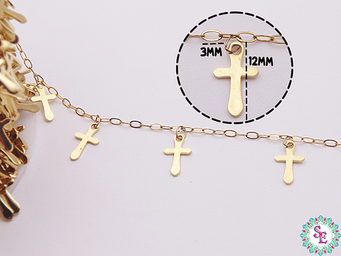 ACERO DORADO CADENA DIJE CRUZ 