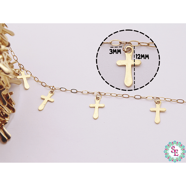 ACERO DORADO CADENA DIJE CRUZ  1