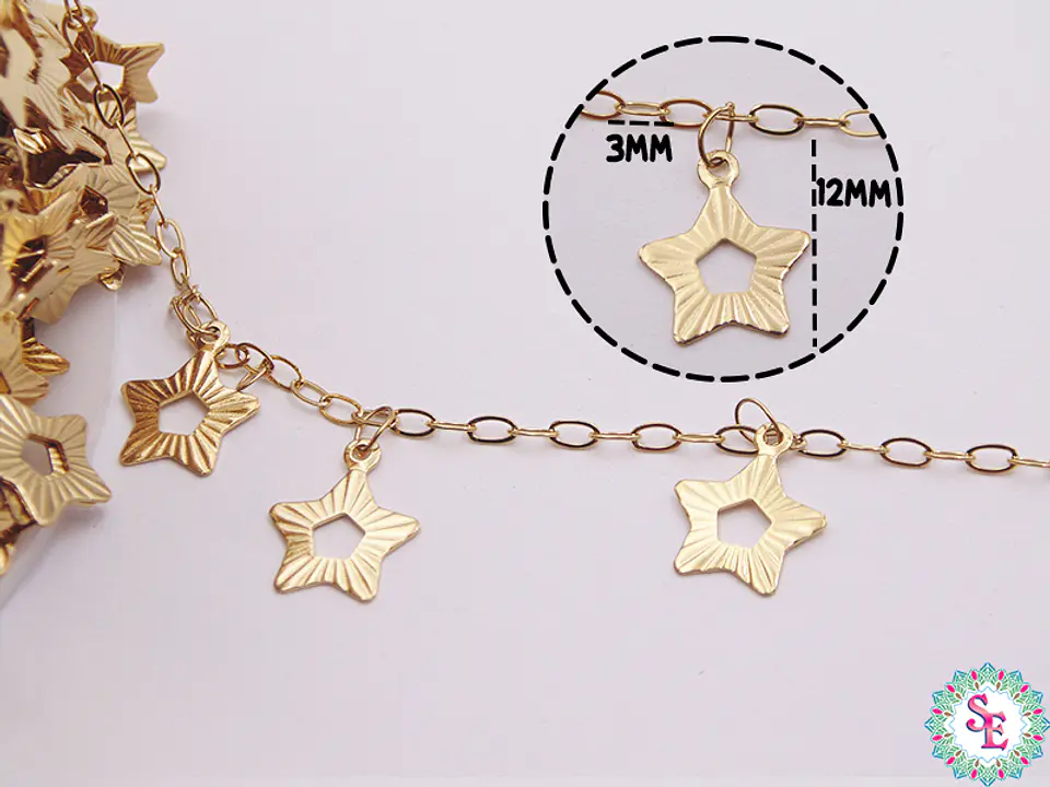 ACERO DORADO CADENA DIJE ESTRELLA MARTILLADA 1