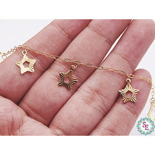 ACERO DORADO CADENA DIJE ESTRELLA MARTILLADA