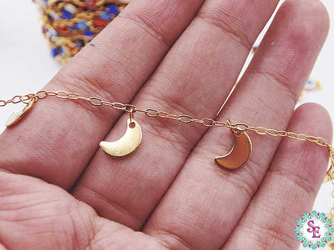 ACERO DORADO CADENA DIJE LUNA