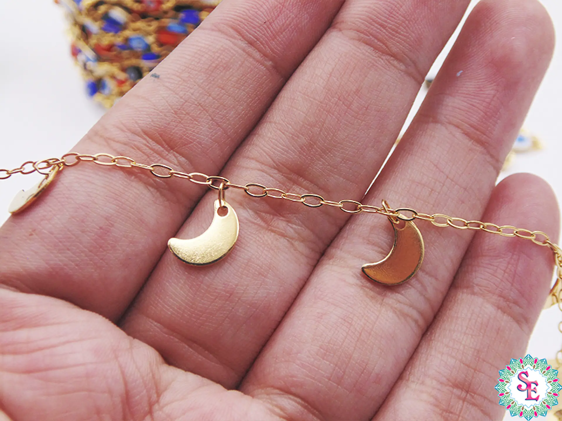 ACERO DORADO CADENA DIJE LUNA 2