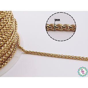 ACERO DORADO CADENA ESLABONES ESPIGA HUECO 3MM 