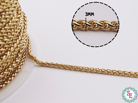 ACERO DORADO CADENA ESLABONES ESPIGA HUECO 3MM 