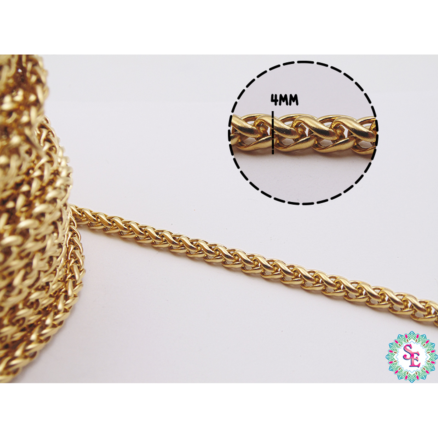 ACERO DORADO CADENA ESLABONES ESPIGA HUECO 4MM  1