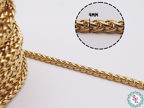 ACERO DORADO CADENA ESLABONES ESPIGA HUECO 4MM 