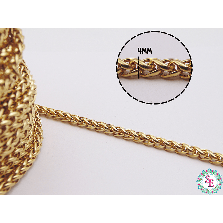 ACERO DORADO CADENA ESLABONES ESPIGA HUECO 4MM  1