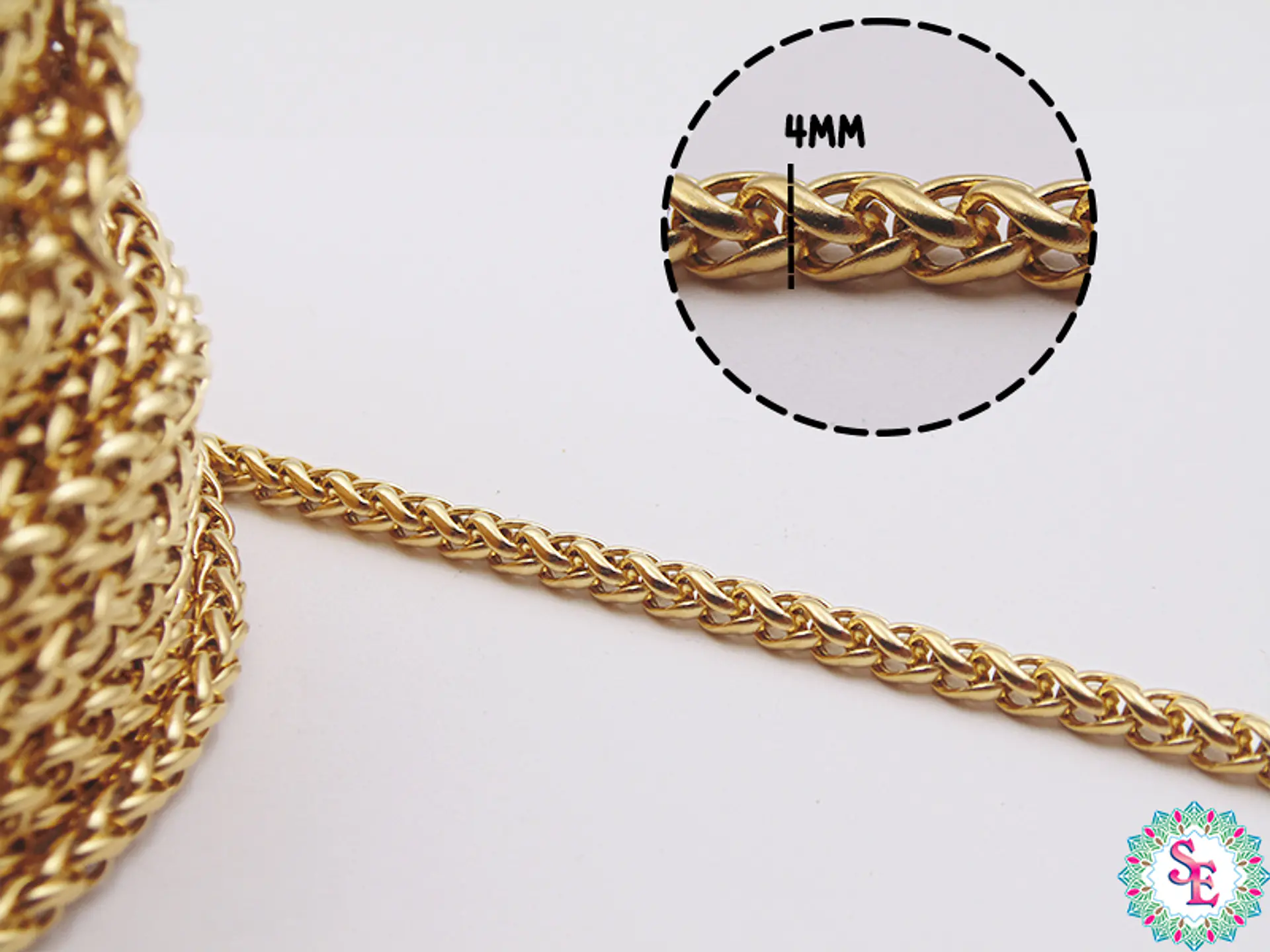 ACERO DORADO CADENA ESLABONES ESPIGA HUECO 4MM  1
