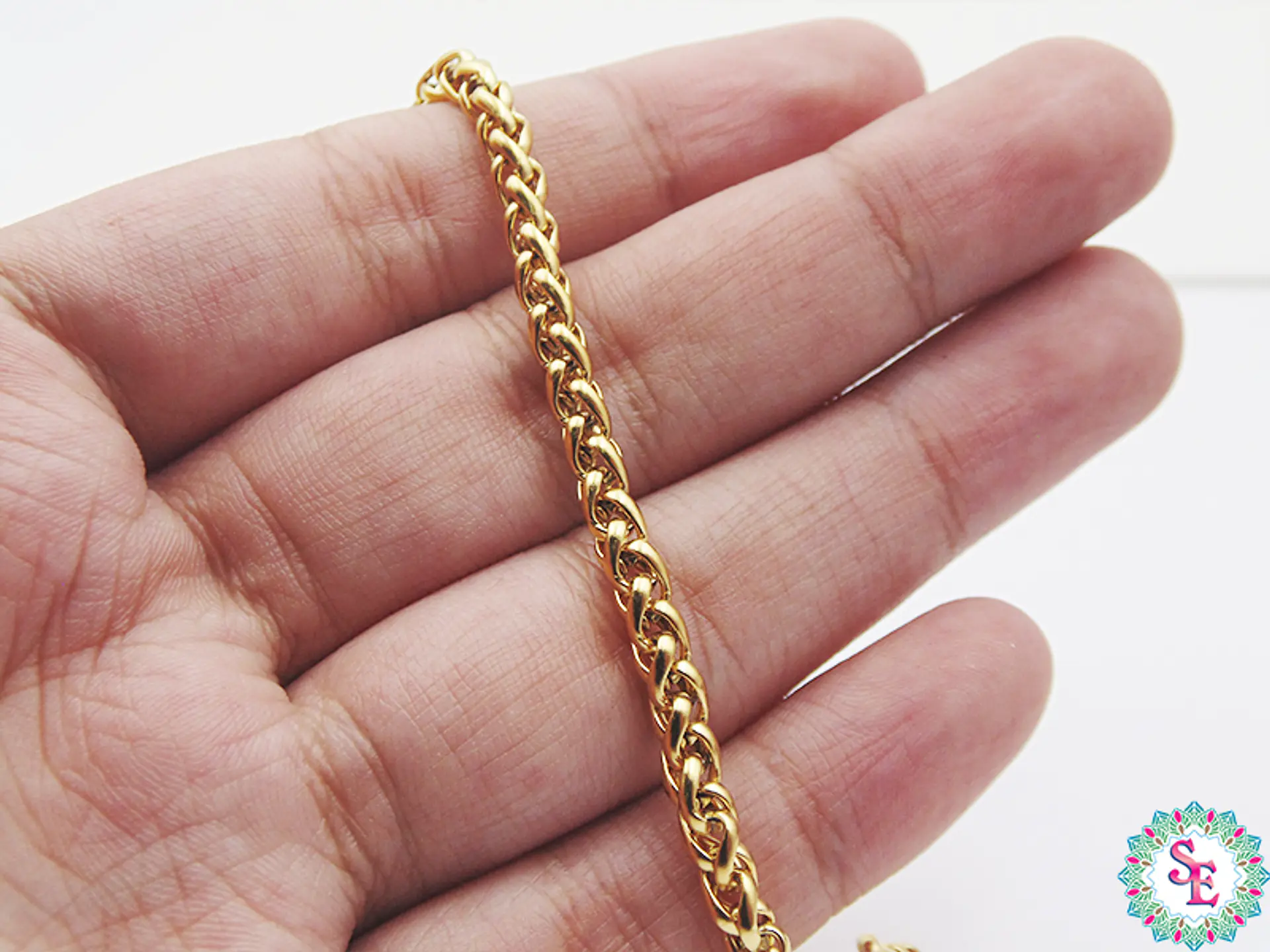 ACERO DORADO CADENA ESLABONES ESPIGA HUECO 4MM  2