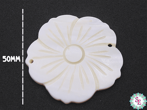 NACAR FLOR GRANDE 50MM DOS HUECOS X 30 GRAMOS (3UND APROXIMADO)