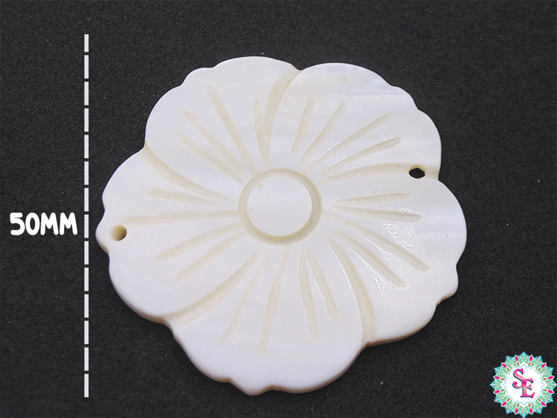 NACRE LARGE FLOWER 50MM TWO HOLES X 30 GRAMS (APPROXIMATE 3UNDS) 1