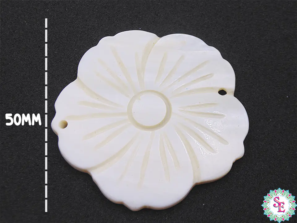 NACRE LARGE FLOWER 50MM TWO HOLES X 30 GRAMS (APPROXIMATE 3UNDS) 1