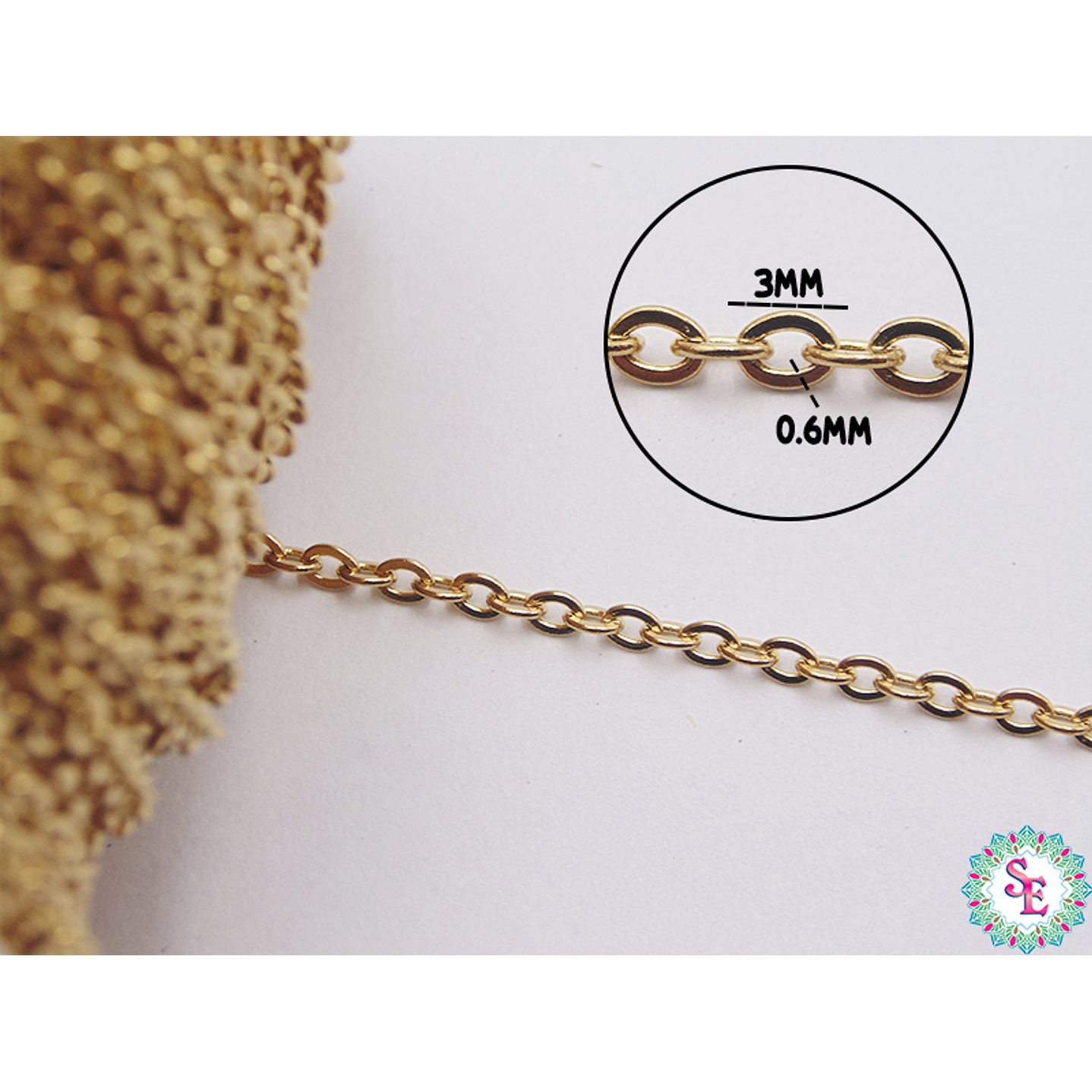 ACERO DORADO CADENA OVALADA 0.6MM  2