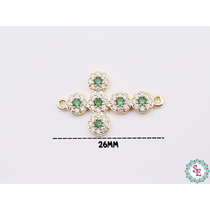 RODIO DORADO TERMINAL CRUZ CIRCÓN BLANCO VERDE 26MM