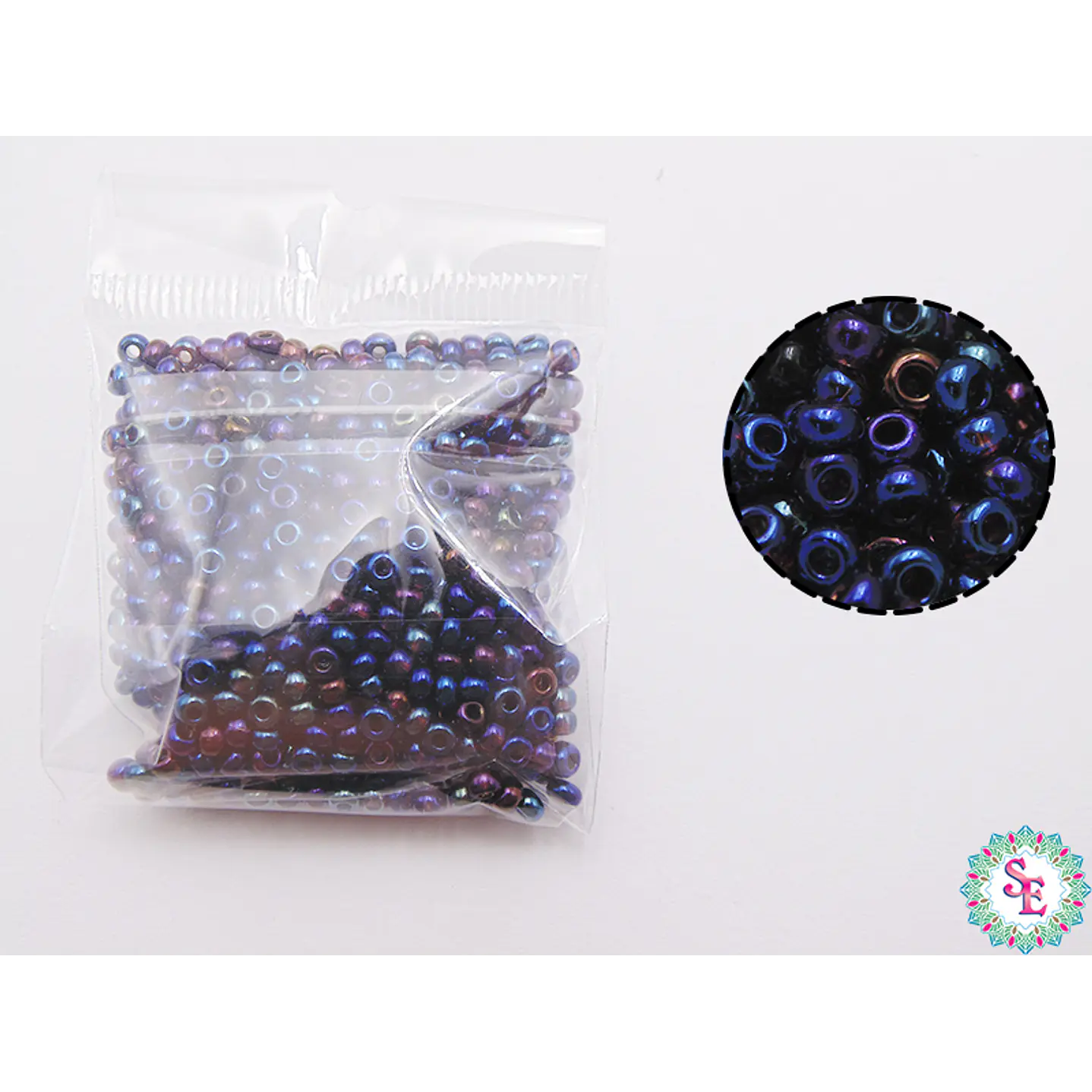 CHAQUIRA CHECA 8/0 AZUL IRIZADO X 20 GRAMOS  1