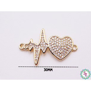 RODIO DORADO TERMINAL CORAZÓN SIGNO VIDA CIRCÓN BLANCO 30MM