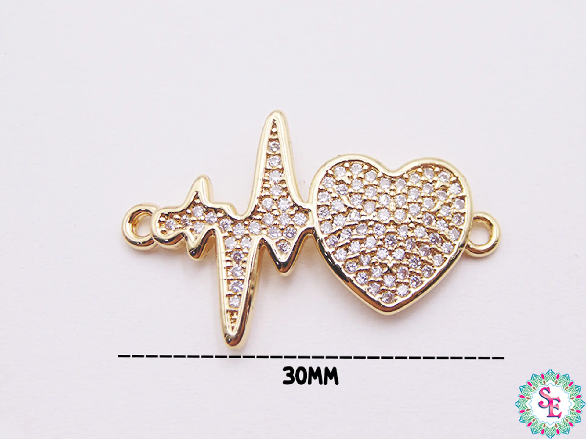 RODIO DORADO TERMINAL CORAZÓN SIGNO VIDA CIRCÓN BLANCO 30MM 1