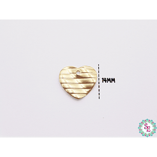 ACERO DORADO DIJE CORAZON ACANALADO 14*12MM 