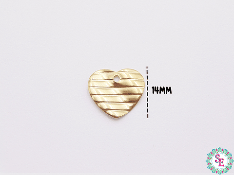 ACERO DORADO DIJE CORAZON ACANALADO 14*12MM 