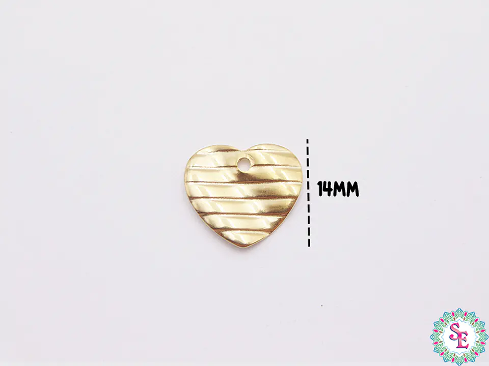 ACERO DORADO DIJE CORAZON ACANALADO 14*12MM  1