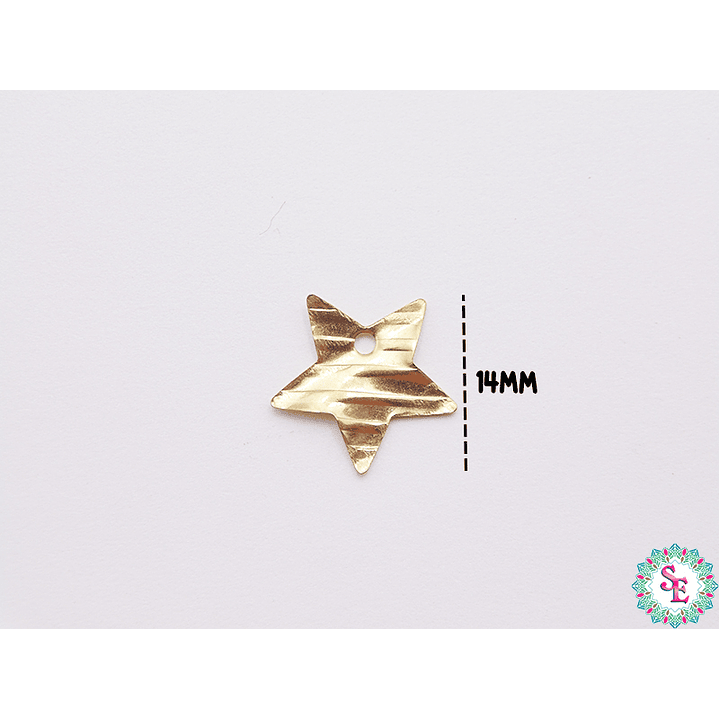 ACERO DORADO DIJE ESTRELLA ACANALADA 12MM X UND  1
