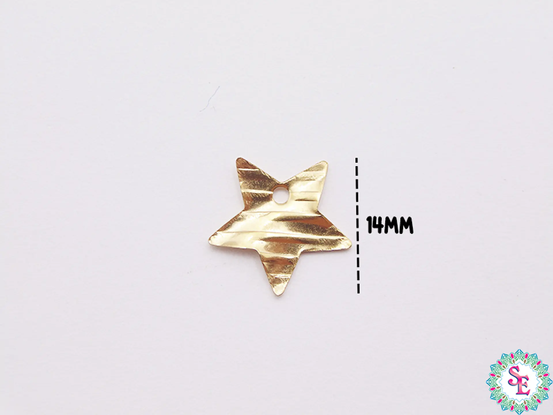 GOLDEN STEEL RIBBED STAR PENDANT 12MM X UNIT 1