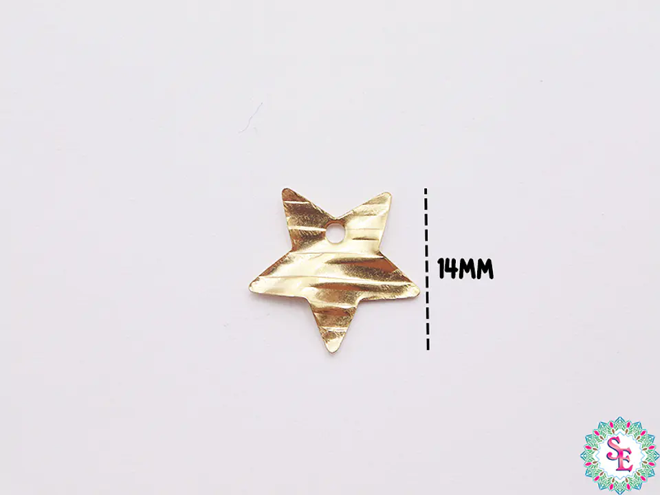 GOLDEN STEEL RIBBED STAR PENDANT 12MM X UNIT 1