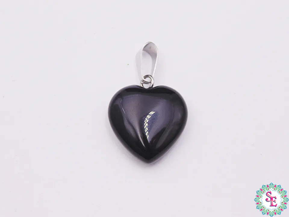 PIEDRA NATURAL CORAZON DIJE 16MM AGATA NEGRA 1