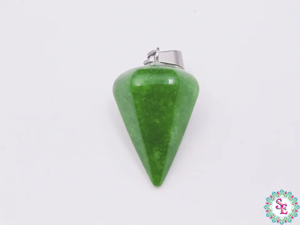 PIEDRA NATURAL PENDULO DIJE 16*24MM CUARZO VERDE OSCURO 1