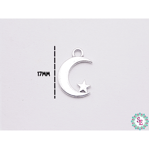 SAMAK PLATEADA DIJE 133 LUNA  ESTRELLA 17*11MM  