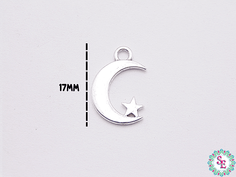 SAMAK PLATEADA DIJE 133 LUNA  ESTRELLA 17*11MM  