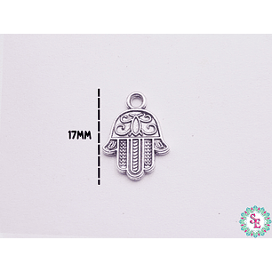 SAMAK PLATEADA DIJE 128 MANO HAMSA 17MM 