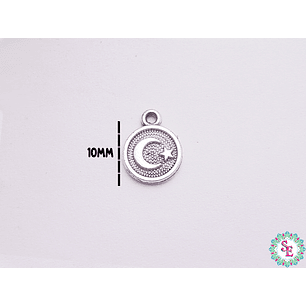 SAMAK PLATEADA DIJE 131  LUNA ESTRELLA  10MM 