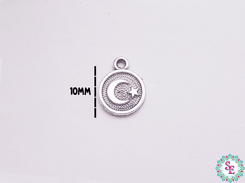 SAMAK PLATEADA DIJE 131  LUNA ESTRELLA  10MM 