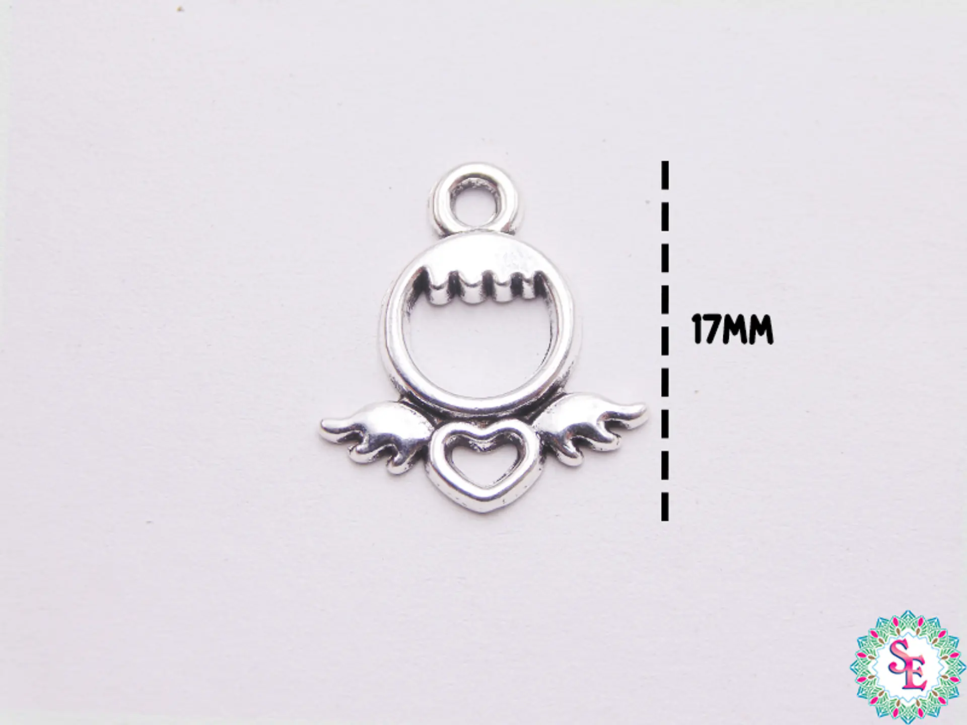 SAMAK PLATEADA CENTRO 45  ANGELITO CORAZON 17MM PAQUETE POR 24 UNIDADES APROX 1