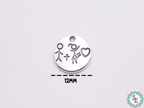 SAMAK PLATEADA DIJE 114 NIÑO+NIÑA= CORAZON  12MM 