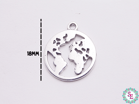 SAMAK PLATEADA DIJE 109 MAPA MUNDO 18MM 