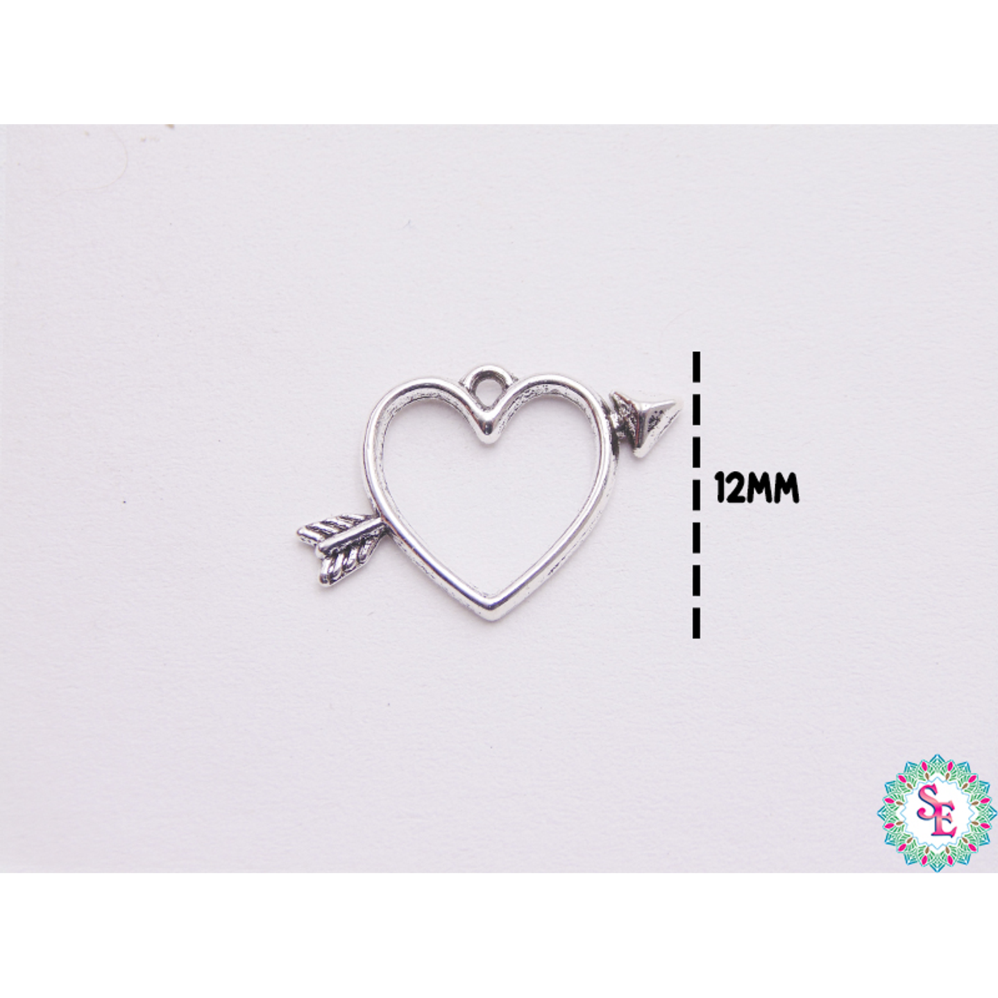 SAMAK PLATEADA DIJE 42 CORZON FLECHA SILUETA 12MM 1