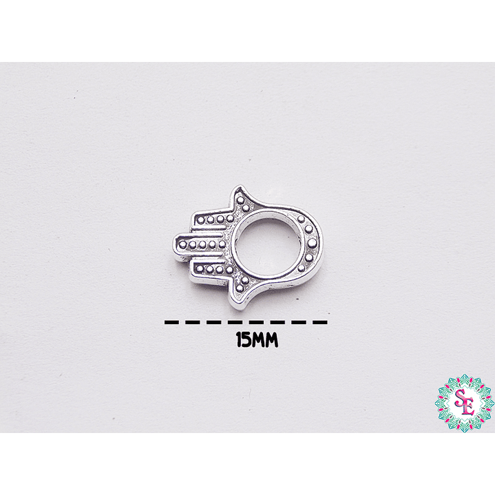 SAMAK PLATEADA CENTRO 146 MANO HAMSA MEDIANA 15MM  1